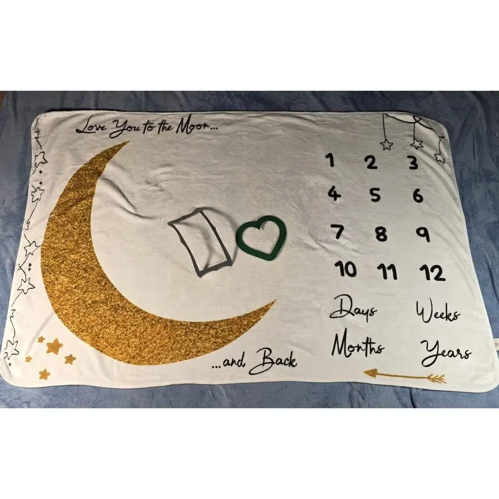 Baby Milestone Blanket 60x40 Love You to the Moon Monthly Photo Backdrop